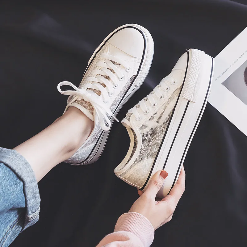 

Women's Sports Shoes 2021 Spring And Autumn New Fashion Low-Top Thick-Soled Lace Casual Shoes Comfortable Vulcanized Shoes