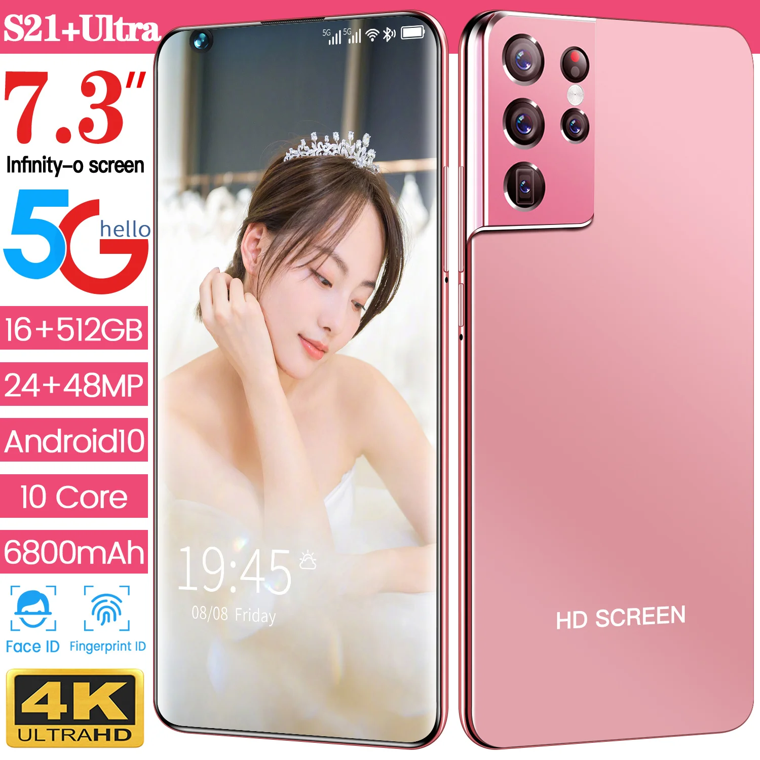Глобальная версия смартфона S21 + Ультра 7 3 дюймов Android 6800 мА/ч 8 Гб 256 10 ядерный Face