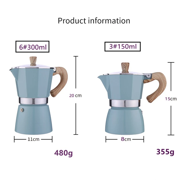 

1PCS Aluminum Coffee Maker Pot Mocha Espresso Percolator Pot Home Outdoor Stovetop Coffee Pot 150/300ml Coffeeware Cafe Tools