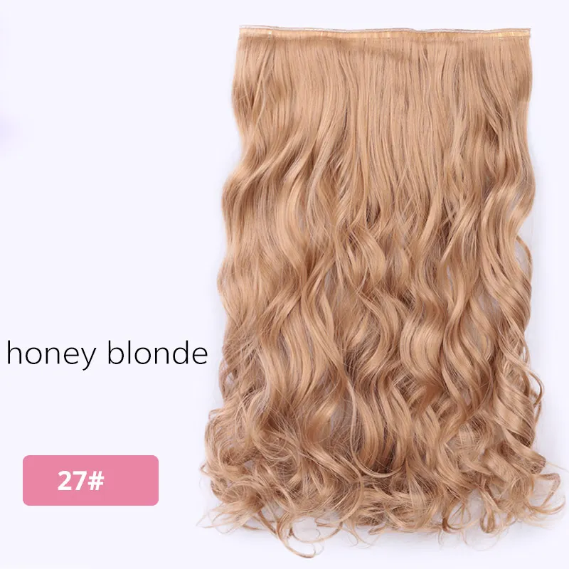 27 AISI BEAUTY 5 Clips Synthetic Hair Long Wavy Blonde Clip In One Piece Hair Extensions Brown Black Hair Pieces for Women - Цвет: 27