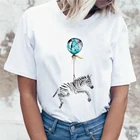 2021 женская футболка Акварельная картина, дамские сексуальные Зебра печати футболка Летняя женская футболка с коротким рукавом, дамские сексуальные Графический модные гр