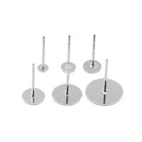 50 100pcs 3 4 5 6 8 10 metal stainless steel blank post earring studs base flat round ear pins for diy jewelry finding supplies