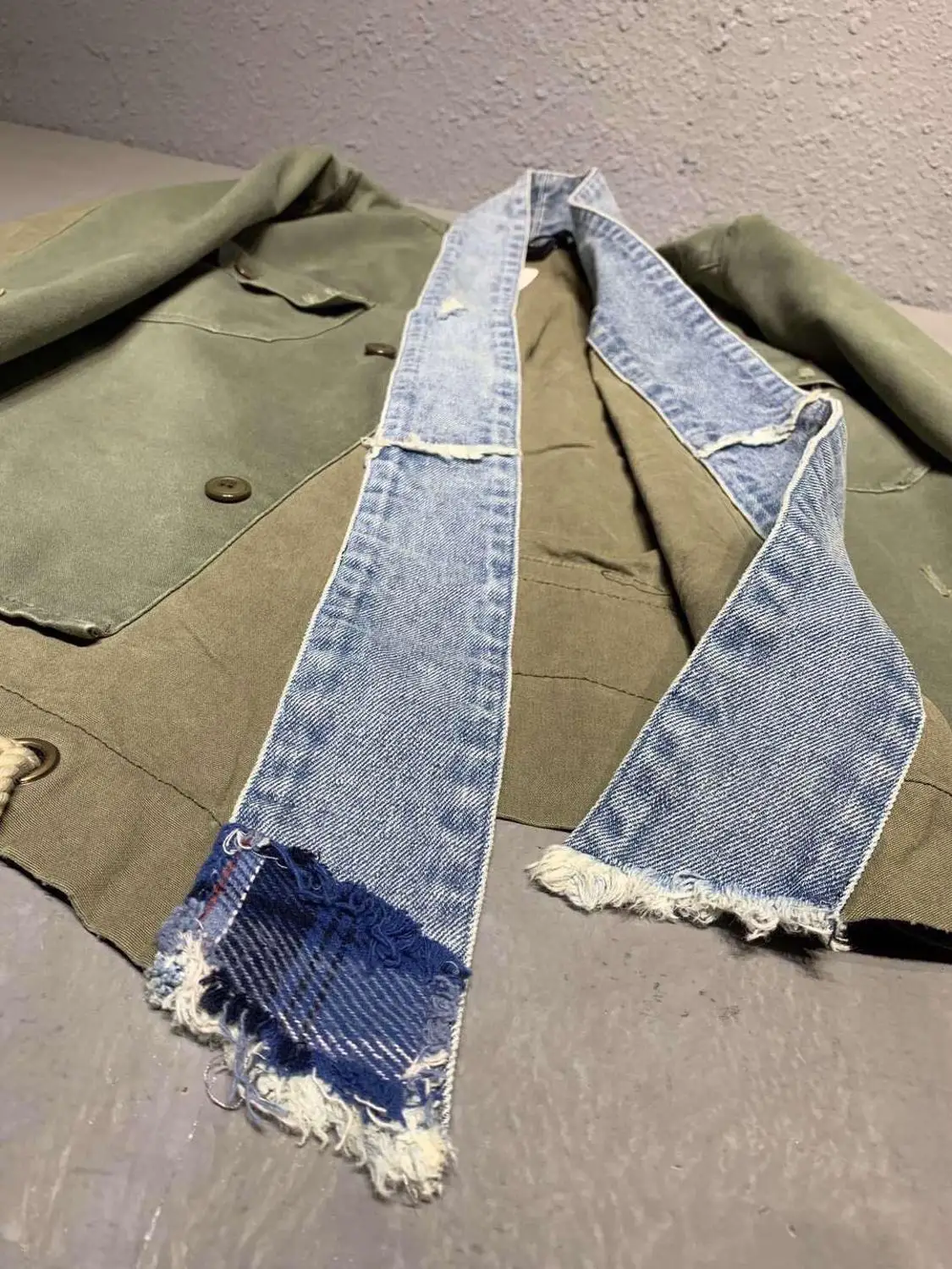 Мужской джинсовый кардиган в стиле пэчворк|Повседневные рубашки| |