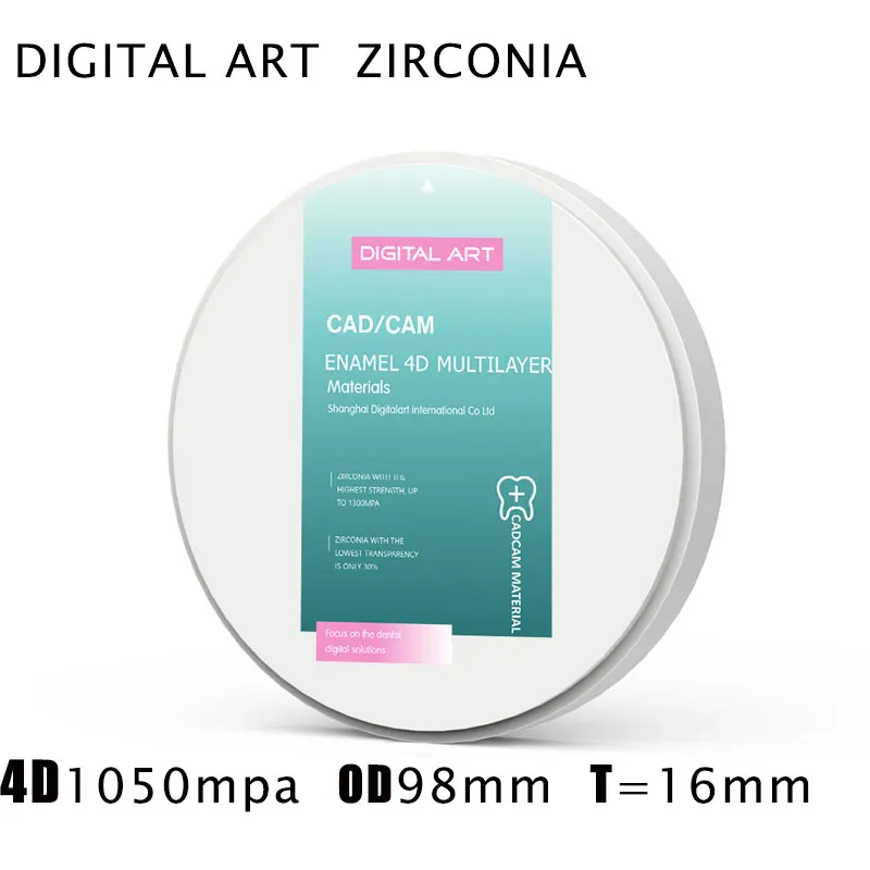 

Digitalart anterior zirconia block, prettau translucent zirconia blank zirkonzahn zirconia disc 4DML98mm16mmA1-D4