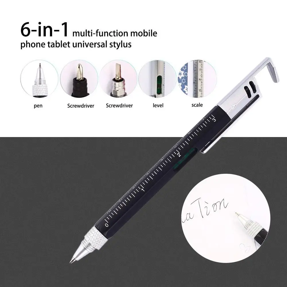 

6-In-1 Plastic Tool Pen Screwdriver Level Ruler Level Instrument Multifunctional Phone Tablets Touch Screen Stylus Multitool