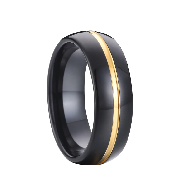 

custom 6mm tungsten carbide rings for men and women bicolor gold plated black finger jewelry ring wholesale
