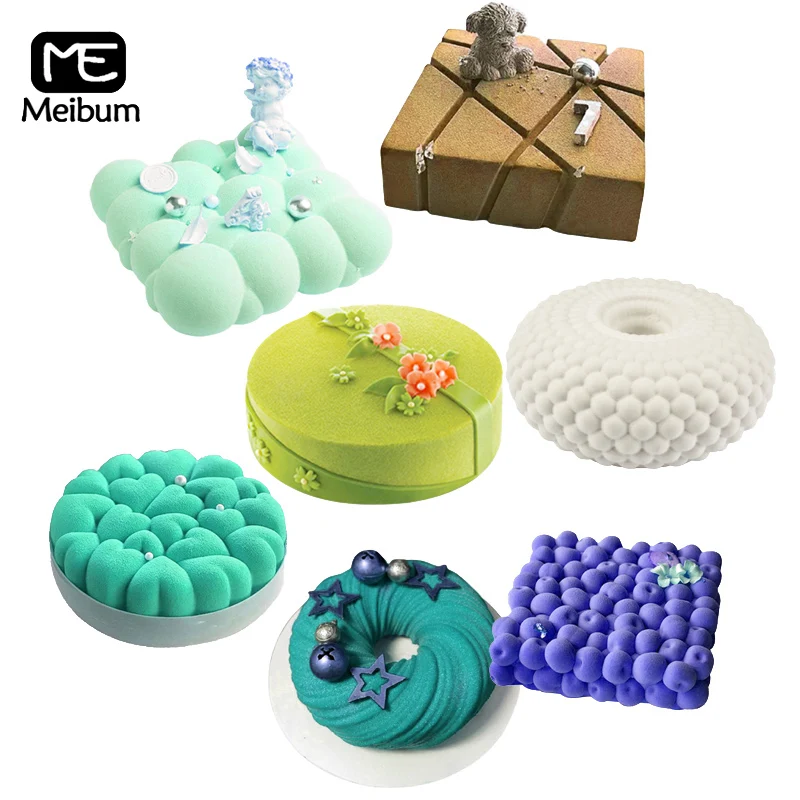 

Meibum Non-Stick 3D Silicone Molds Cake Mousse Baking Moulds DIY Pastry Dessert Decorating Tools Reusable Kitchen Bakeware