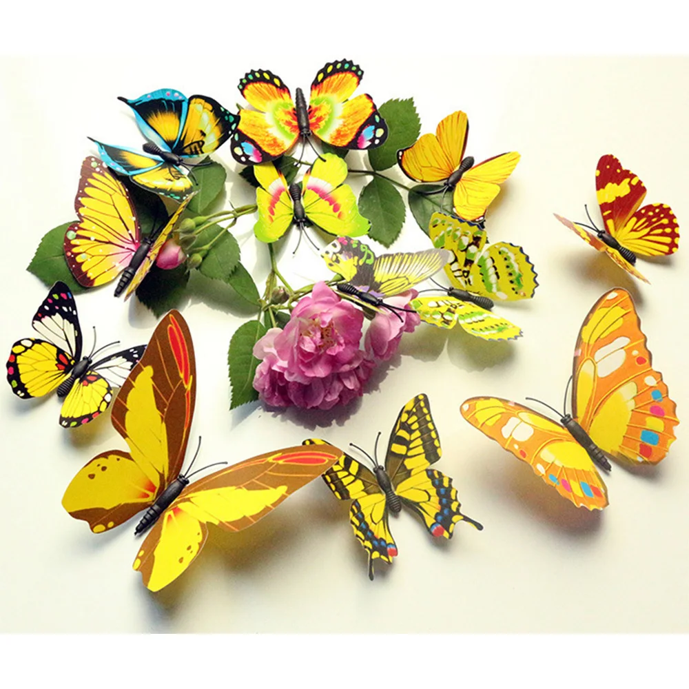 ПВХ Магнитные 3D наклейки на стену в виде бабочки многоцветные настенные