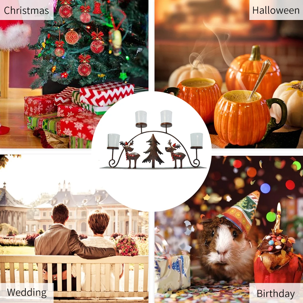 Рождественский подсвечник держатель Стеклянный металлический романтическое