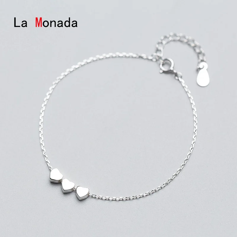 La Monada серебро 925 пробы милые браслеты с сердцем для женщин дизайнерский браслет