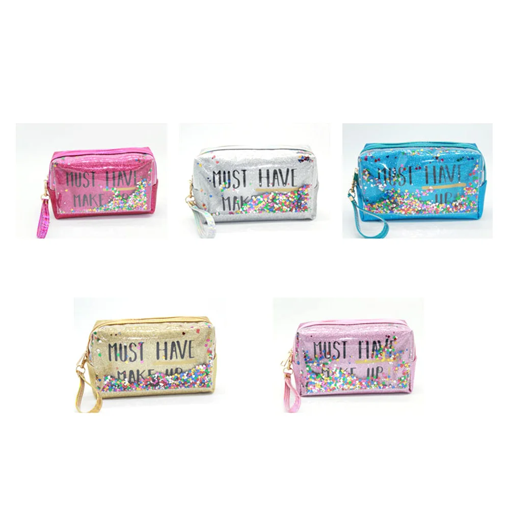 Косметички цветные блестки с буквенным принтом водонепроницаемая ПВХ