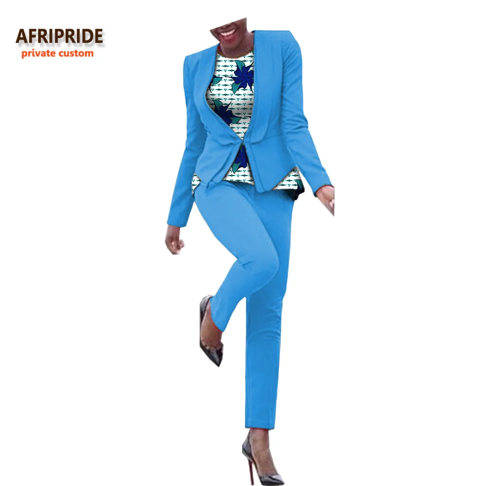 Африканский Весенний костюм из 3 предметов для женщин AFRIPRIDE пальто на одной пуговице+ рубашка без рукавов+ брюки длиной до щиколотки костюм A722667 - Цвет: 595J