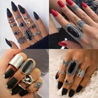 Кольца docona женские в готическом стиле, большие геометрические перстни черного цвета с драгоценными камнями, с полыми цветами в этническом стиле на палец, женское Ювелирное Украшение