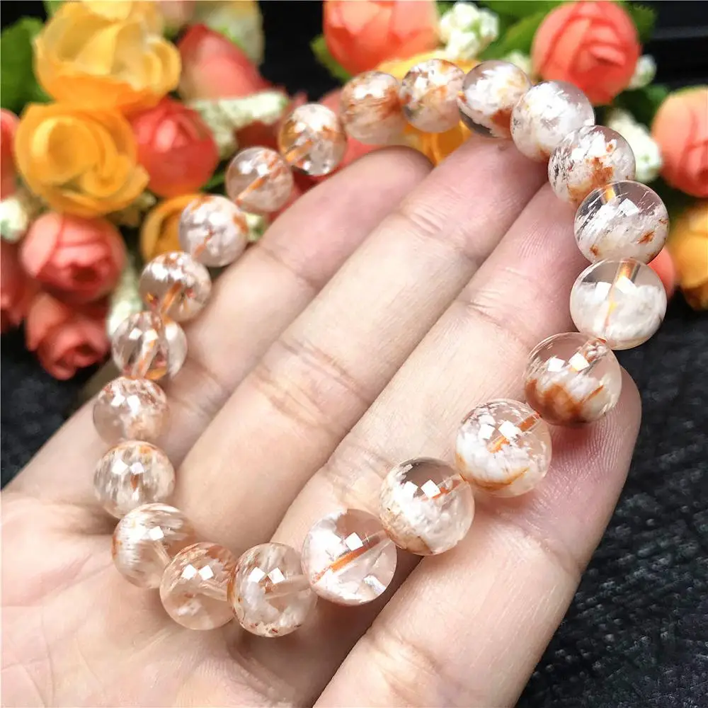 

9mm Natural Cherry Phantom Quartz Bracelet For Women Lady Men Healing Gift Crystal Round Beads Gemstone Jewelry Strands AAAAA