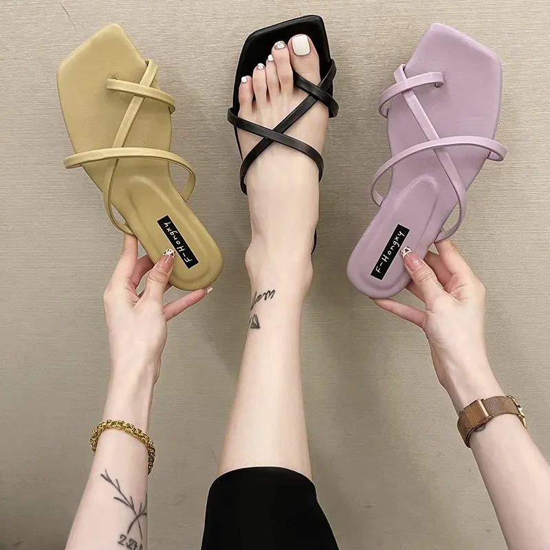 

MIYEDA Casual Summer Shoes Woman Flats Heel Sandals Solid Color Sweet Simple Female Flip Flops Cool Lovely Women Slides