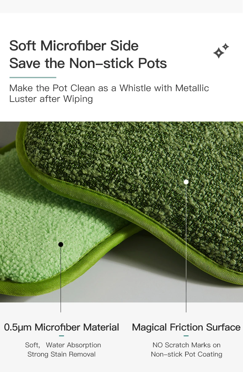 

Dual-Sided Cleaning Scrub Sponges 6 PCS Multi-Purpose Kitchen Non-Scratch Thickened Microfiber Dishcloths Reusable Scouring Pad