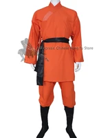 orange cotton shaolin monk kung fu suit tai chi martial arts uniform wing chun clothes unisex