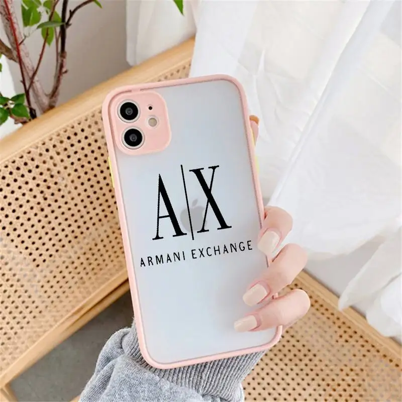 

0 Italian Brand A-Armani Phone Cases Phone Case For IPhone 12 11 Pro Max XR XS Max X SE2 6s 7 8 PlusHard Shockproof Pink Case
