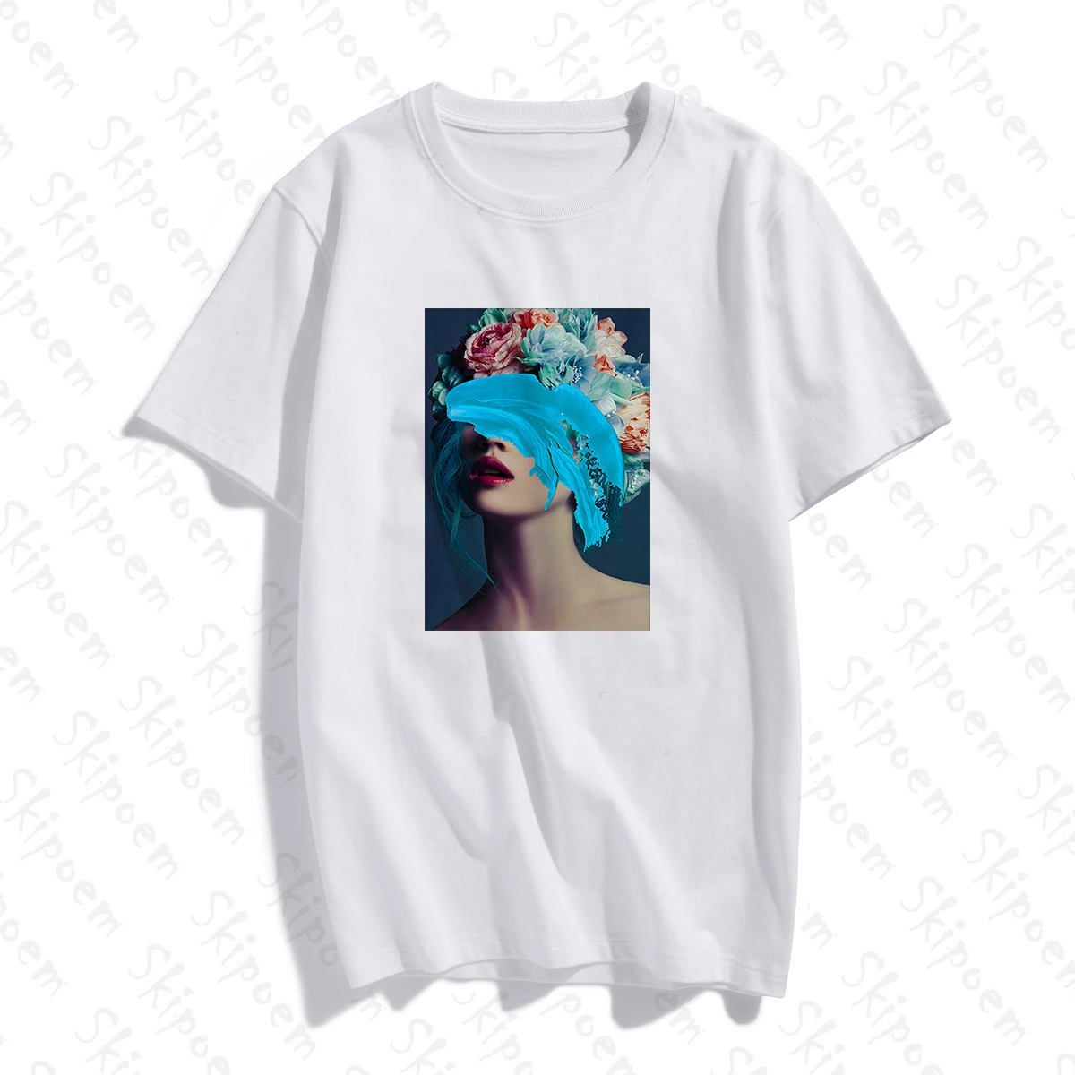 Женская хлопковая Футболка с цветочным принтом Повседневная и сексуальная