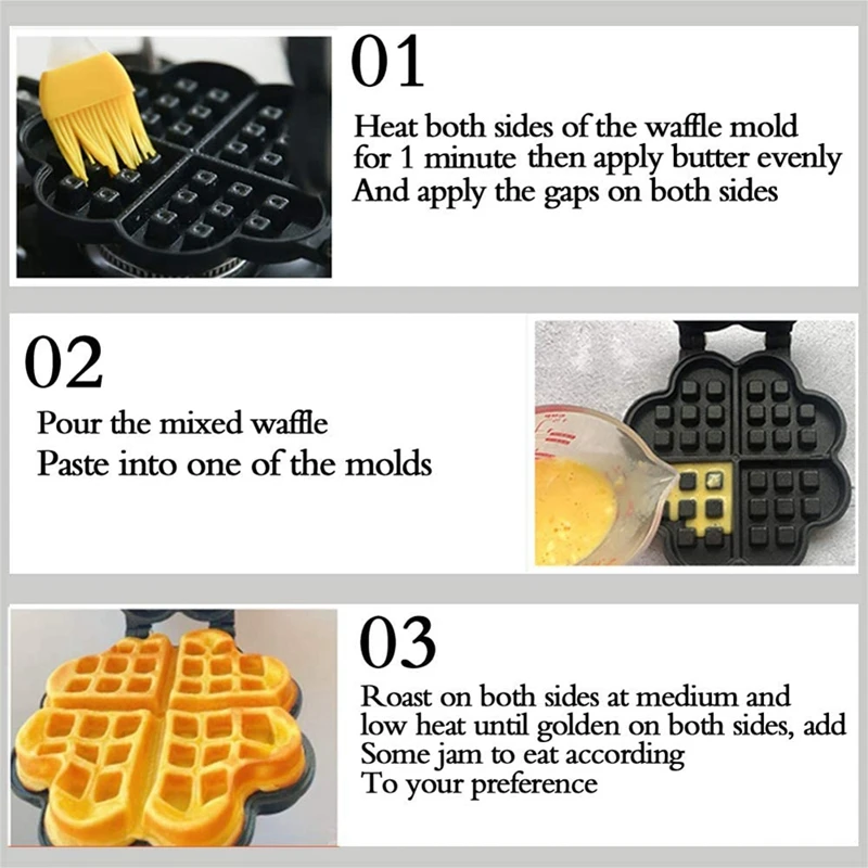 

for Waffle Irons Non-Stick,Cast Iron for Waffle Maker,Double Side Love Heart Shaped for Waffle Pan,for Household,Cafe Restaurant