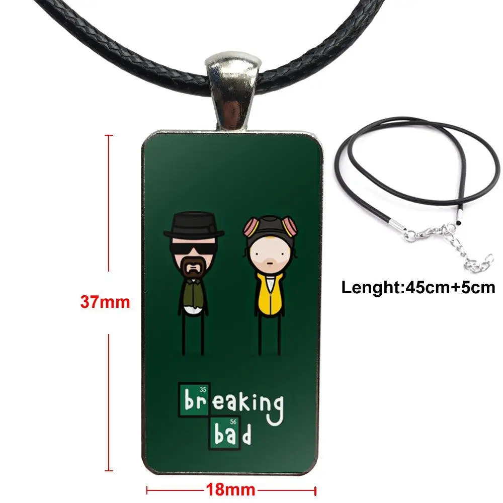 

Glass Cabochon Choker Pendant Rectangle Necklace Steel Color Jewelry For Unisex Gift Breaking Bad Walter White Bryan Cranston