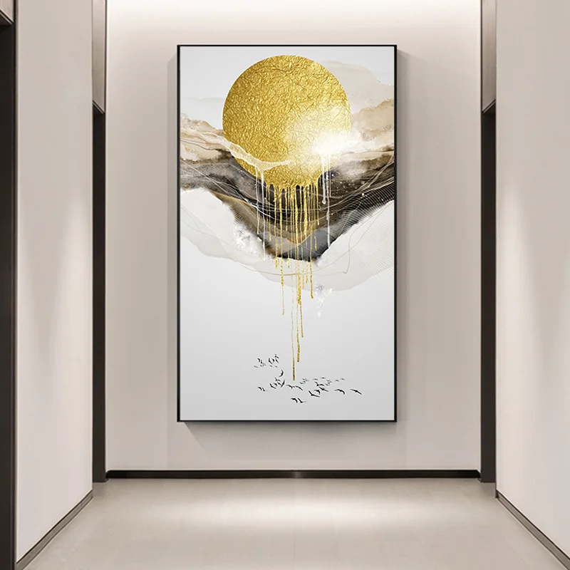 

Abstract Flowing Poster Printing Golden Sunlight No Frame House Painting Core Living Room Canvas Wall Arts Decorative Mural