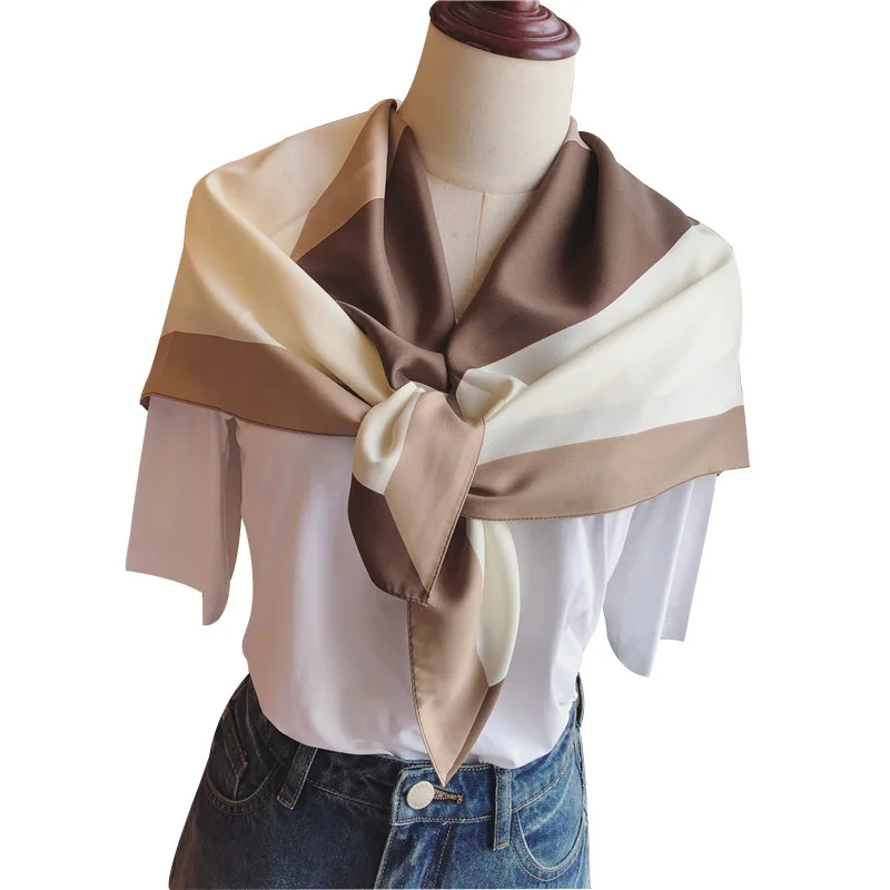 

2021 Fashion 90*90cm Square Women Ocean Anchor Silk Shawl Scarf Office Lady Hair Neck Headband Foulards Headcloth Muslim Hijab