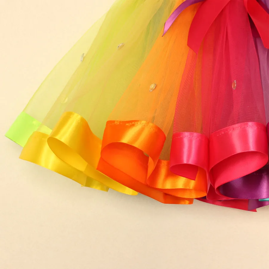 Радужные юбки для девочек Милая юбка ручной работы блестящая бальная пачка из