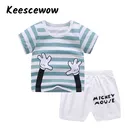 Новый детский комплект с коротким рукавом Детская футболка хлопковые шорты с коротким рукавом