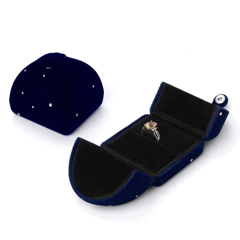 

Velet Свадебные Кольца упаковка ювелирных изделий Подарочная коробка темно-синий для женщин украшения органайзеры серьги кулон браслет чехол для хранения