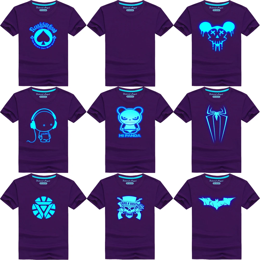 

Christmas Children Clothing 3D Print Luminous T Shirt for Kids Funny Casual Tops Boys Girls Fashion Short Sleeve Purple Tees