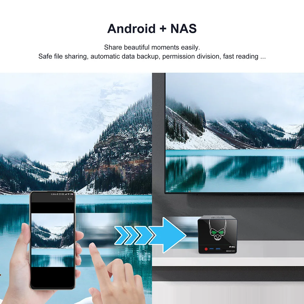 ТВ-приставка Beelink GS-King X Smart 4K Amlogic S922X-H Android 9 0 Dual OS 4 Гб DDR4 64 eMMC Dolby DTS 5 8 ГГц + 1000 ггц WiFi