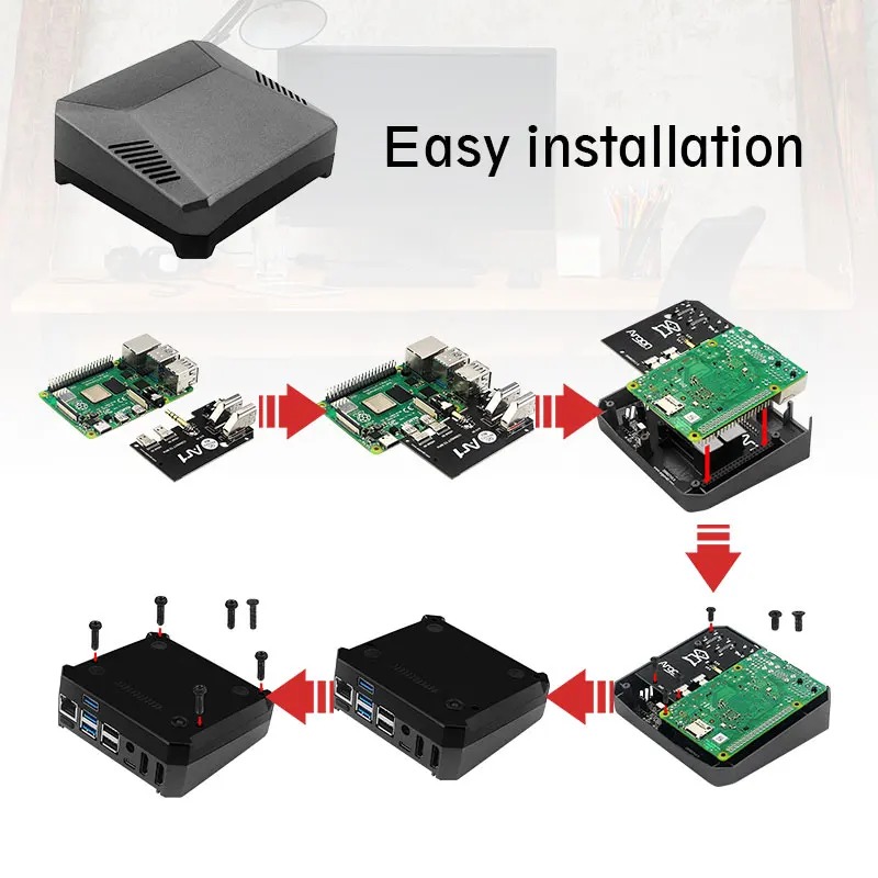 

Argon One M.2 Aluminum Alloy Case SSD Adapter Shell Enclosure with Cooling Fan for Raspberry Pi 4 Model B 4B