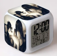 anime death note cartoon led 7 color flash digital alarm clocks night light bedroom desk clock despertador alarm clock