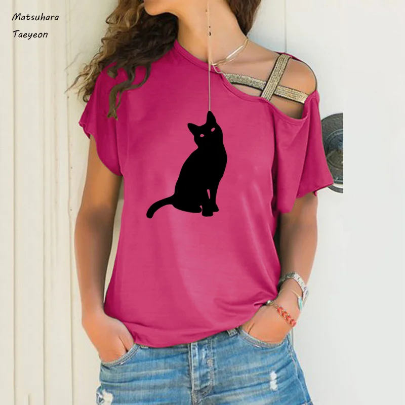 

Fashion new Summer Women T-shirt Cotton 5XL Plus Size Casual Short Sleeve Harajuku Tee Tops Cute Cat Print T Shirts