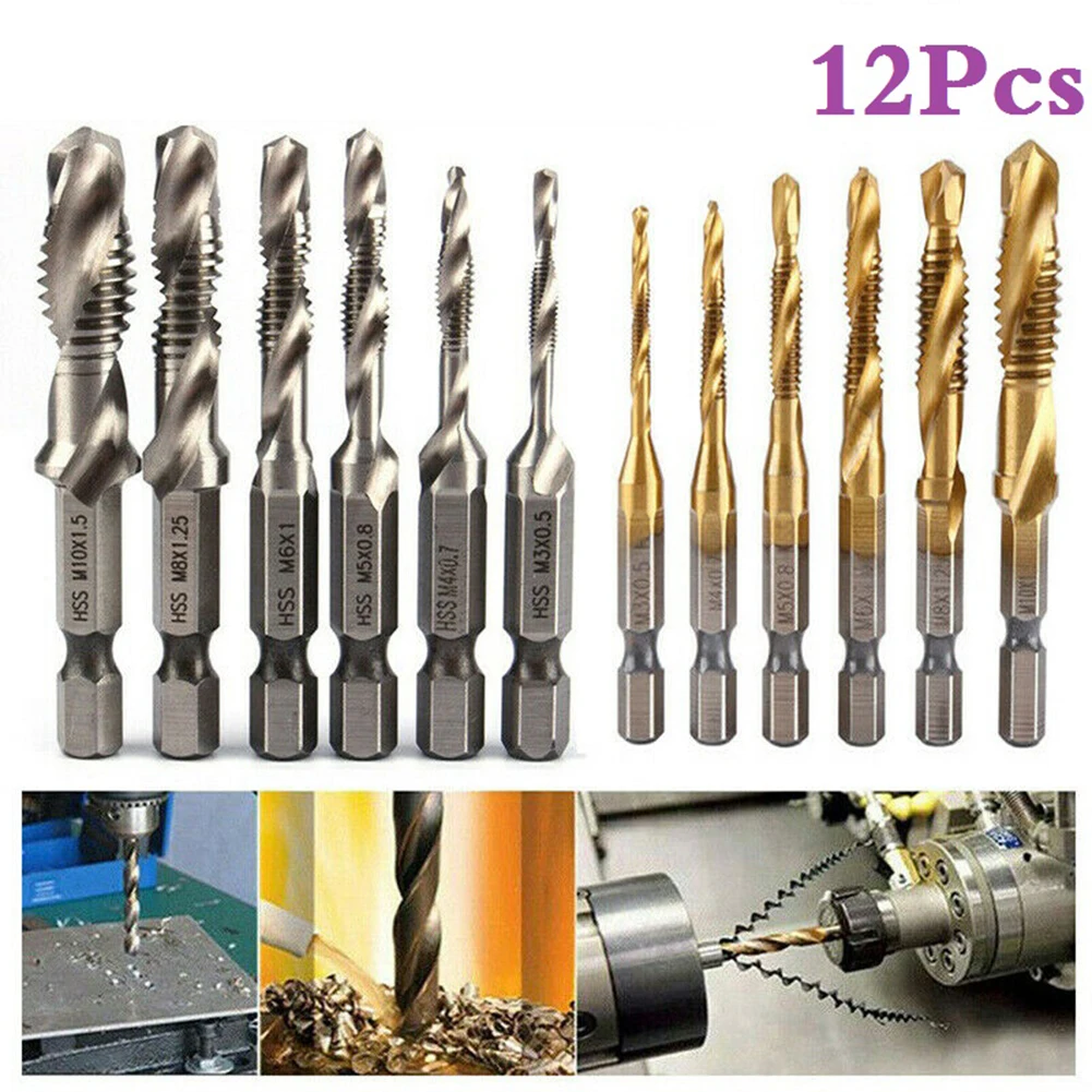 

Woodworking Drill Bits Rustproof 12Pcs Hex Shank Screw Thread Tap Drill Bit