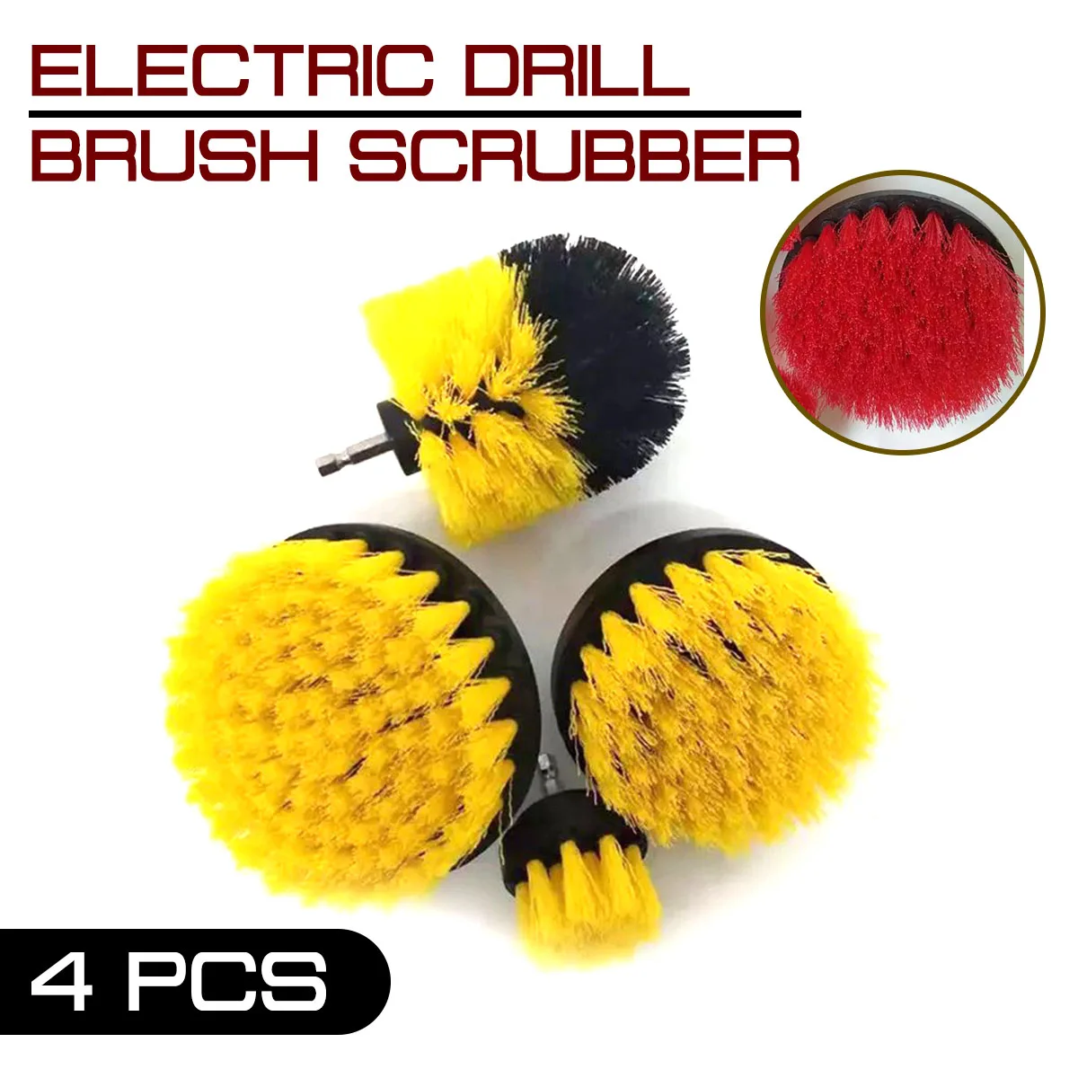 

4 Pcs/Set Electric Drill Brush Power Scrubber Brush Drill Clean for Shower Tub Tile Scrub Grout Bathroom Surfaces Cleaning Tool