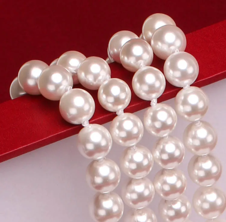 

8mm-10mm Nanyang mother of pearl pearl necklace decorated round white shell pearl pearl sweater chain send mom