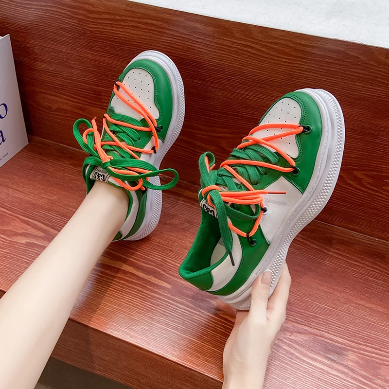 

2021 Women Casual Vulcanized Shoes Fashion Brand Sport Ladies Trainer Breathable Chunky Sneakers Women Basket Female