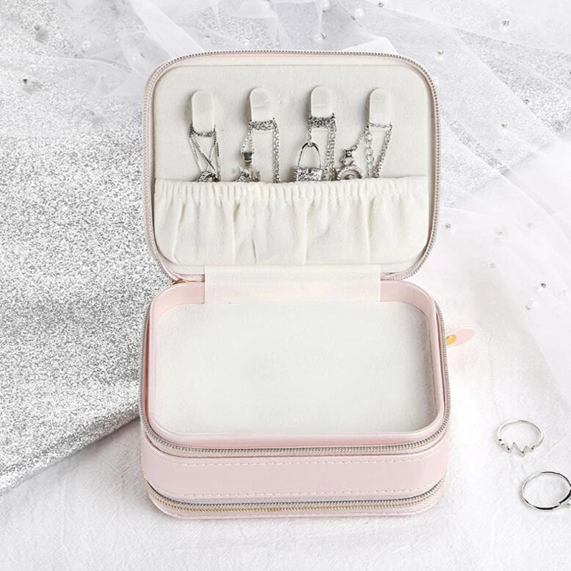 

Travel Portable Zipper Jewelry Bags Stud Earrings Solid Jewelry Storage Box Camping And Travel Supplies