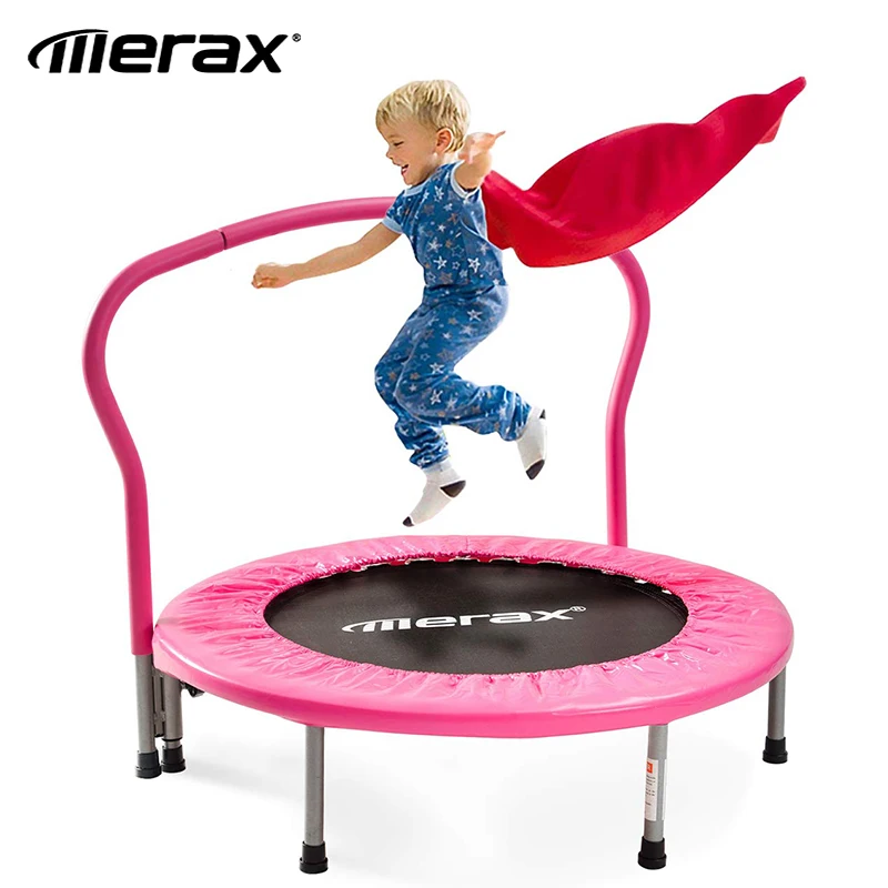 Меракс батут для детей Крытый Фитнес Мини Складной с ручкой и 6 + 2 опорные ножки