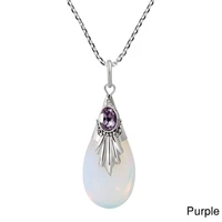 hoyon moonstone 925 silver color jewelry pendants necklaces for women water drop amethyst ruby obsidian pendant anniversary