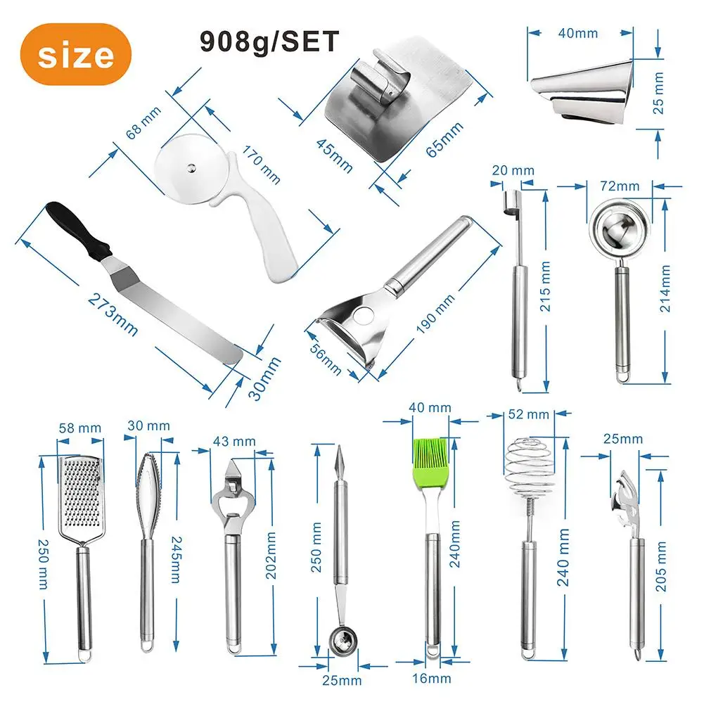 

Kitchen Utensil Set Cooking Gadgets Set Stainless Steel Cookware Kit Baking Tool Sets for Home Cooking 18PCS/Set