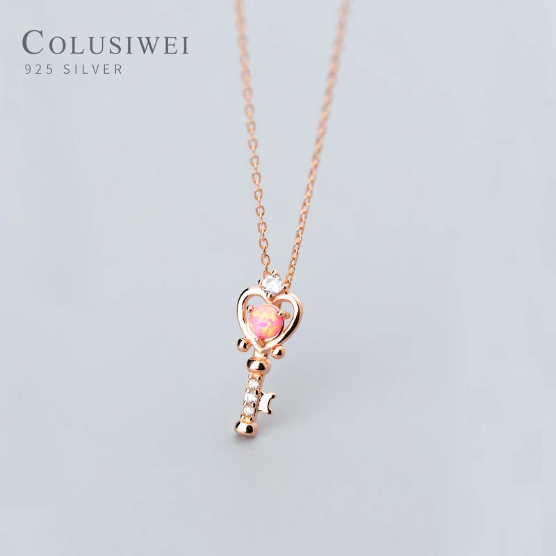 Colusiwei Fashion 925 Sterling Silver Colorful Opal Luxury Exquisite Key Pendant for Women Link Chain Korea Style Fine Jewelry | Украшения