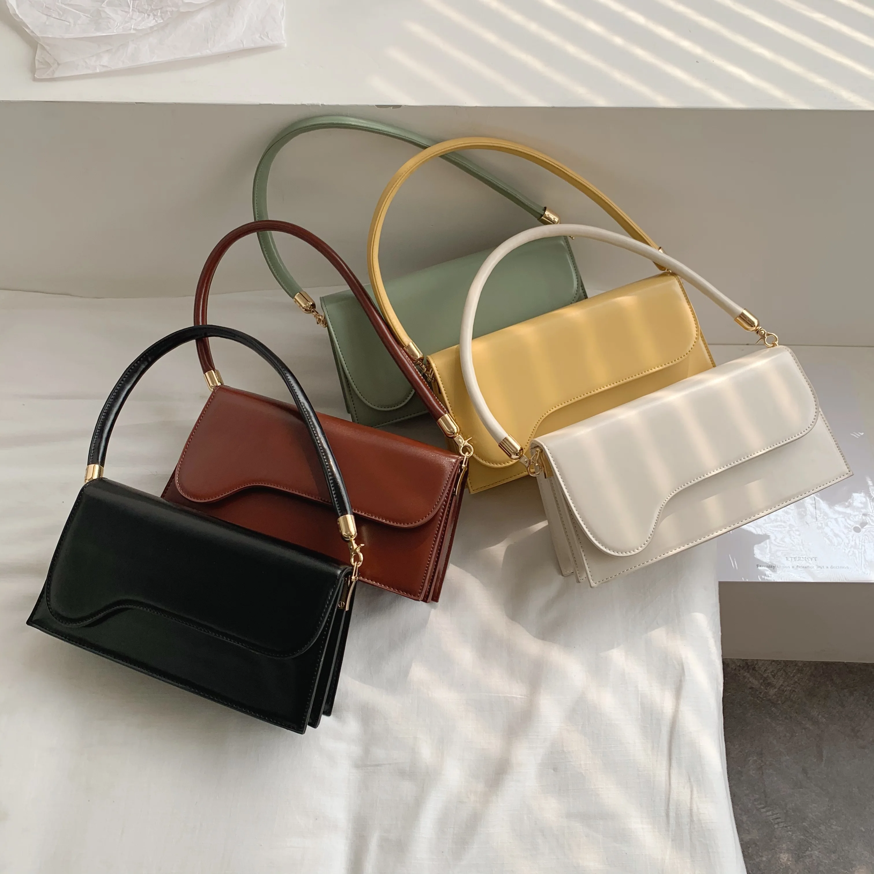 

Simple Style Small PU Leather Crossbody Bags For Women 2020 Elegant baguette Bag Shoulder Handbags Female Travel Hand Bag