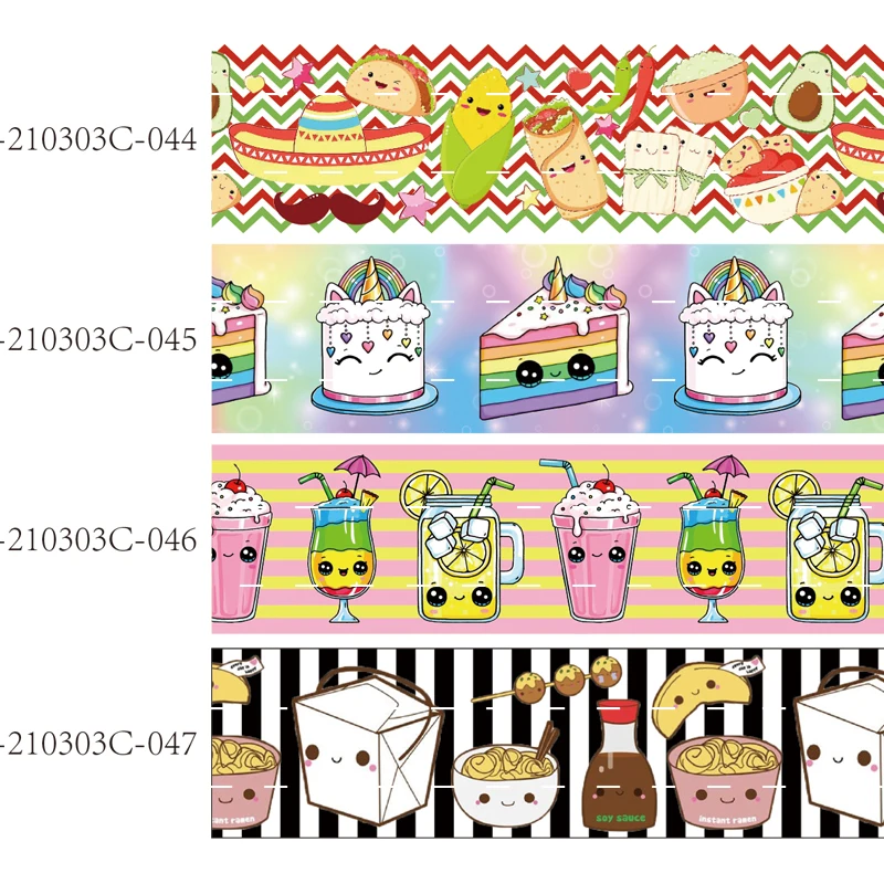 

Hot sale cartoon snack printed food grosgrain ribbon 50 yards/lot 25MM 38MM