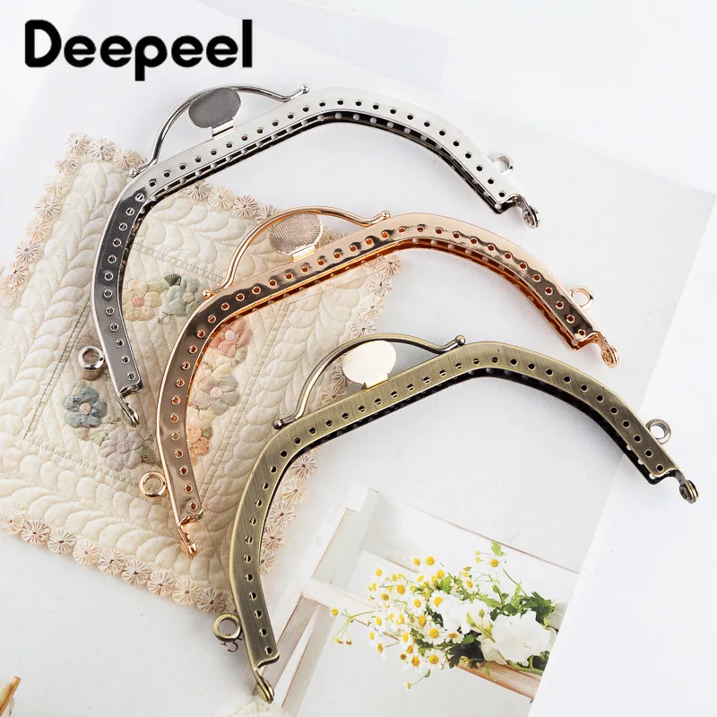 

5pcs Deepeel 13cm Square Arch Double Ring Handle Mini Sewing Brackets Decorative Kiss Clasp Purse Frame for Bag Purse Accessory