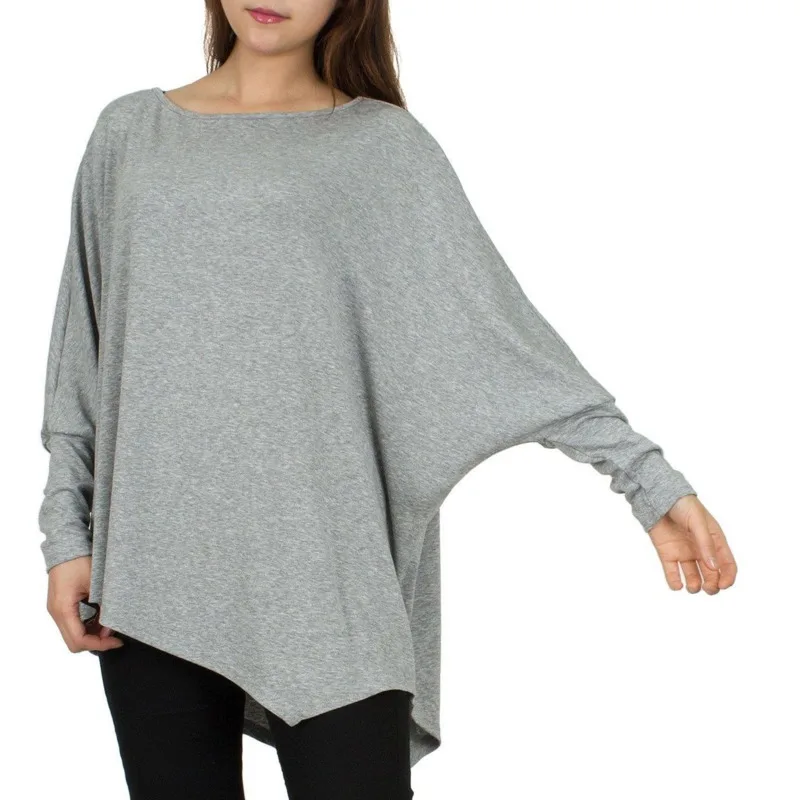 2020 Модные свободные повседневные рукав &quotлетучая мышь&quot простой нерегулярные