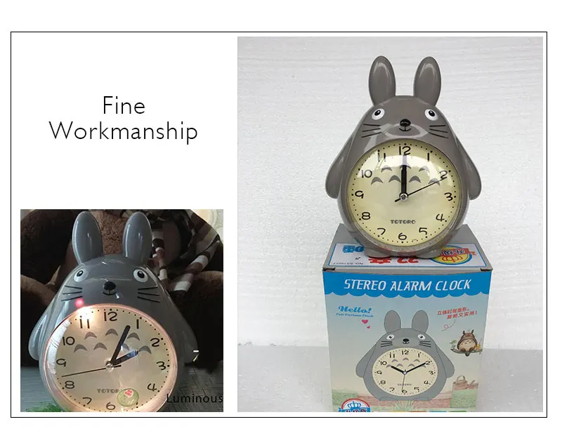 Кварцевые настольные часы Totoro, современный таймер, Повтор будильника, Покемон, светодиодный светильник, бесшумный, рядом с часами, Домашний Детский будильник