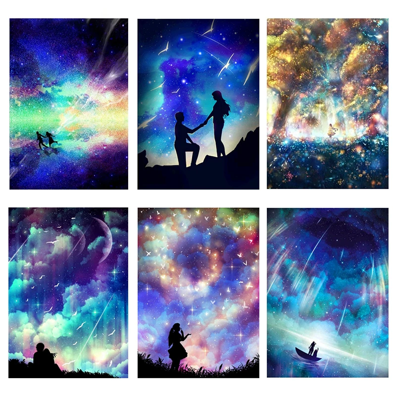 

Muxun Diamond Painting Landscape 5d Diy Diamond Embroidery Couple Cross Stitch Mosaic Starry Sky Handmade Home Decoration Gift